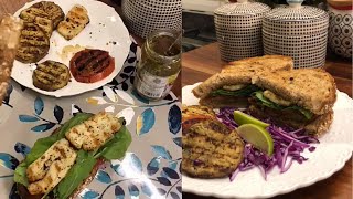 ساندوتش حلوم و باذنجان مشوي مع البيستو🥪خفيفة و صحية و مشبعه//عواطف ام صبا