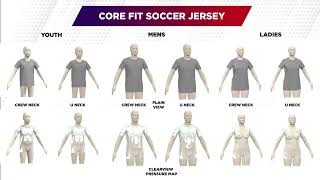 NEW 3D SIZE GUIDE | Core Fit Soccer Jersey Crew Neck