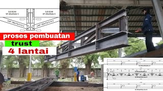 Proses pembuatan balok/trust baja 4 lantai di workshop#trust #balokbaja#workshop#konstruksi#baja