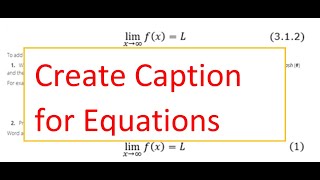 How to give number to equation in word | How to create caption for equation