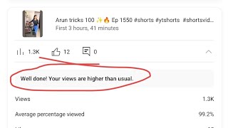 Well done! Your views are higher than usual // Well done! Your views are higher than usual yt studio