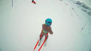 6 years old skiing in the french alps