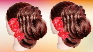 bridal Hairstyle | hair bun | jora hairstyle | bun |