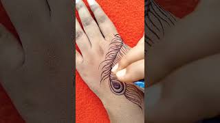 Cute 🥰 Feather Mehndi Design #shorts #mehndi #newmehndi #tattoo #fingermehndi #stylishmehndi #art