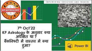 7th Oct’22 | KP Astrology के अनुसार क्या अपेक्षित था ? बैंकनिफ्टी में वास्तव में क्या हुआ?