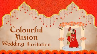 Colourful Fusion Kutch Theme Wedding Invitation | Video Invitation | CA - 112