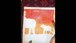 ||Elephants family acrylic painting||nature walk||sunset painting||acrylic painting on canvas#viral