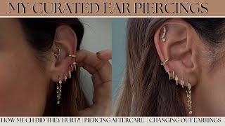 ALL ABOUT MY CURATED EARS | PIERCING AFTERCARE | CHANGING OUT EARRINGS | PAIN LEVELS | HEALING TIMES