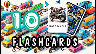 Flashcards for Beginners Daily Learning 10 WORDS: Vehicles Vocabulary I FlashLearn English