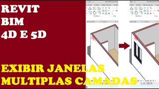 Aula 10 Revit, exibindo as janelas em varias camadas das paredes, inserir, planejamento 4D e 5D