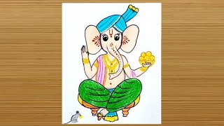 Easy cute cartoon lord Ganesha drawing | Ganesha ji drawing and coloring | ganapati bappa drawing |