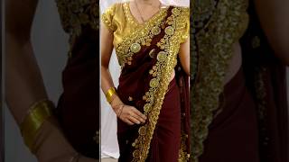 Beautiful Stone work saree Wearing perfectly