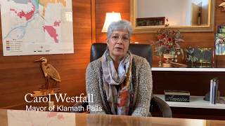 Klamath Falls Mayor Carol Westfall shares an encouraging word