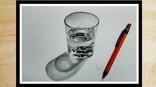 Realistic glass drawing | how to draw 3d art | realistic glass drawing with pencil |  timelapse