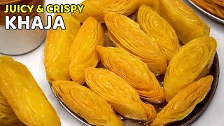 ಸಿಹಿಸಿಹಿಯಾದ ರಸಬರಿತ ಪದರ ಪದರವಾಗಿ ಖಾಜಾ | Khaja Recipe | Juicy & Crispy Khaja Sweet Recipe