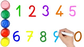 Learn to Count Numbers in English from 0 to 9 |  Write and Read Numbers with Colored Pencils