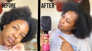 Trying The REVLON BLOW DRYER BRUSH on My Natural Hair for the First Time | Revlon Paddle Brush Dryer