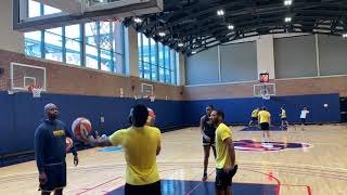 Indiana Fever players get up shots after practice on July 30, 2024.