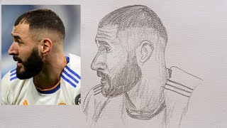 How to draw Karim Benzema's face step by step