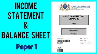 Grade 12 Accounting | 2023 May/June | Income Statement & Balance sheet