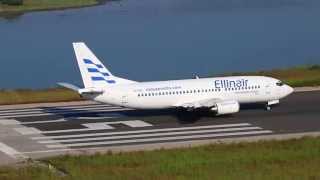 Ellinair Boeing 737-300 LY-LGC takeoff from RWY 35 at Corfu Airport 11.06.2015