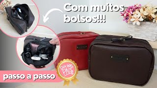 NÉCESSAIRE MULTI com ZÍPER DUPLO e MUITOS BOLSOS! | Tutorial com dicas