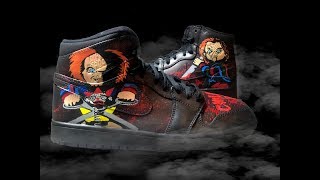 CHUCKY CHILDS PLAY CUSTOM JORDAN 1 | HALLOWEEN TIMELAPSE