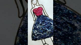 doll dress with glitter blue and pink