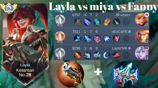 LAYLA VS MIYA VS FANNY❗BUILD ONE SHOT ENEMY DELETE! FANNY Lock Layla | build top 1 global Layla