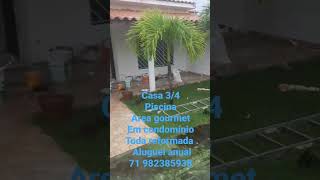 Linda casa térrea 3/4 com piscina , área gourmet,  em condomínio fechado Arembepe ba. 71 982385938