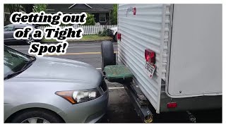 Accident with our RV.. Backing out of a tight spot!!