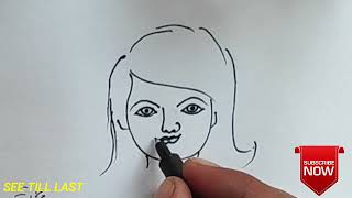 How To Draw A Girl Sketch Easy|How to Draw A Girl Face step by step by pencil