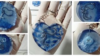 idea handmade dari epoxy resin! blue keychain