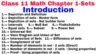 Class 11 Chapter 1 | Sets | Introduction | Math | NCERT Solutions | Basic Information | CBSE | Intro