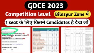 GDCE 2023🔥 Bilaspur Zone में एक Seat में कितने Candidates हो रहे है 🔥Competition level in GDCE 2023