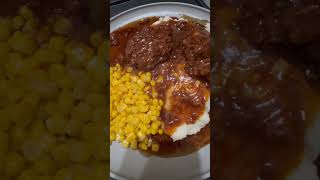 SALISBURY STEAK WITH MASHED POTATOES AND CORN #salisburysteakandmashedpotatoes #grocerychats #food