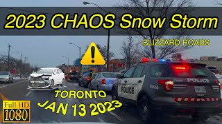 Scenes of CHAOS in Toronto's First SNOW STORM of 2023 | Walking & Driving In The BLIZZARD