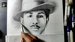 How to draw Bhagat singh portrait step by step | Bhagat singh face #drawing #tutorial for beginners