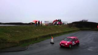 Andrew Varley in a Ford Escort Cosworth followed by Mark Constantine in a Vauxhall Corsa