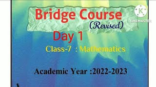 Class 7 | Bridge course | Day 1 | Subject Maths  | सेतू  अभ्यासक्रम इयत्ता सातवी | दिवस 1