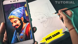 Chhatrapati Shivaji Maharaj Drawing | Freehand | Real-time Tutorial