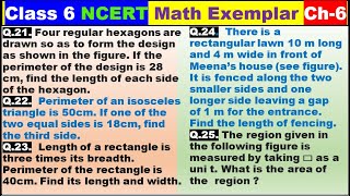 Class 6 Math Ch-6 Q 21 to 25 Math NCERT Exemplar Solution|MATH|NCERT|Mensuration|CBSE|Chapter 6|NCER