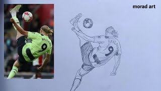 How to draw Haaland step by step ⚽️|haaland Drawing