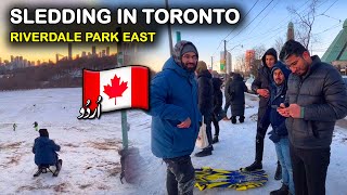 CANADA Ki Winter Activities 🇨🇦 Riverdale Park East TOBOGGANING in Toronto