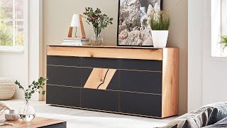 VALMONDO Sideboard Talvera aus nachhaltiger Asteiche & Farbglas