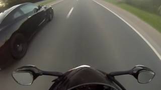 Nissan GTR vs Yamaha R1 vs Suzuki GSX R1000, заезд, уличные гонки, street racing