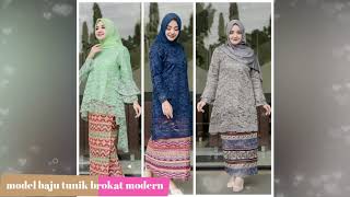 Model baju tunik brokat modern