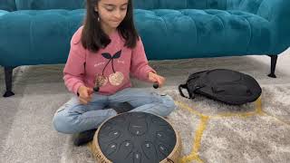 Emily Playing LOMUTY Steel Tongue Drum---So smart Emily!