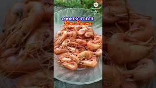 COOKING FRESH RIVER PRAWNS