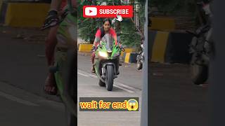 girl rider on Zx10r superbike😨#shorts #motovlog #kawasaki #rider